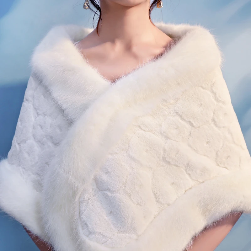 Новое поступление элегантные цвета слоновой кости Искусственный мех свадебные