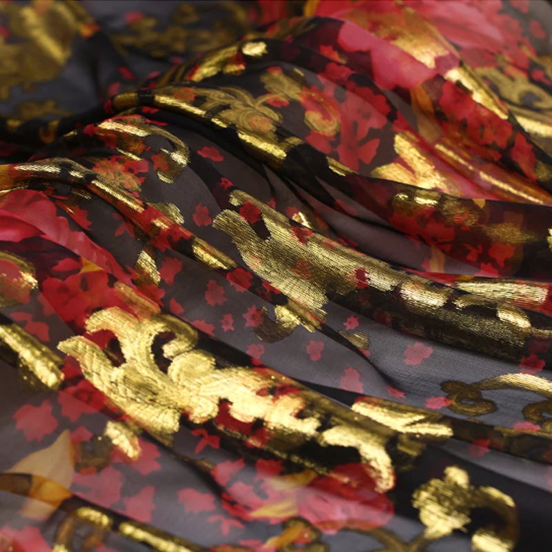 Ультратонкий Шелковый шифоновый шарф ткань Летняя шелковая жаккардовая с