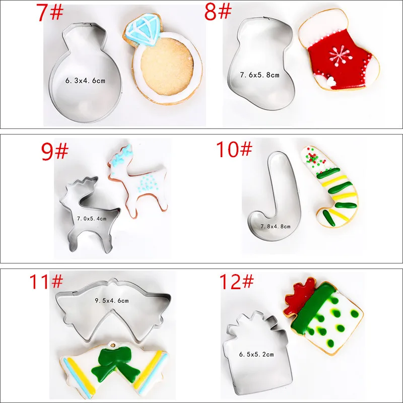 3D резак для печенья из нержавеющей стали рождественская елка Санта Клаус штампы