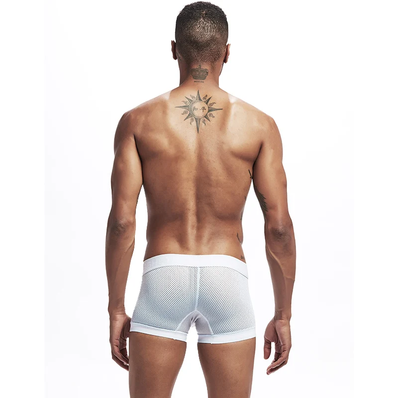 Трусы боксеры BSHETR мужские сетчатые дышащие пикантные из мягкого хлопка с U