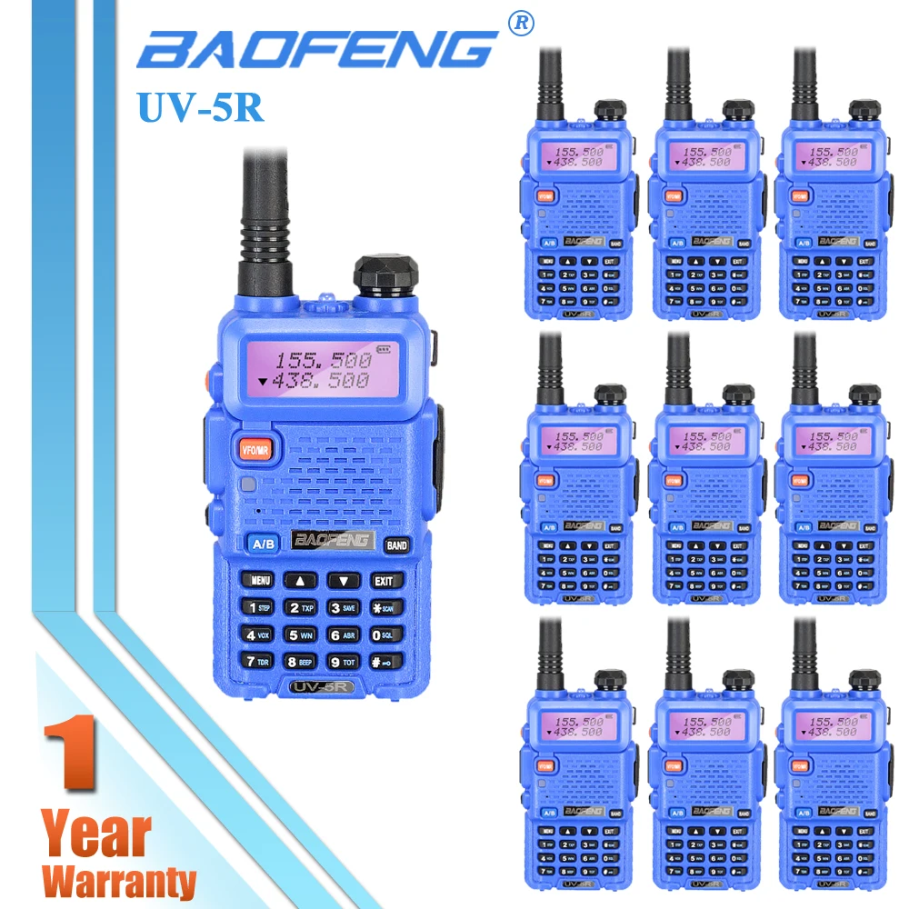 10 шт. Baofeng UV 5R синий Walkie Talkie УФ двухстороннее двухдиапазонный радиолюбителей UV5R