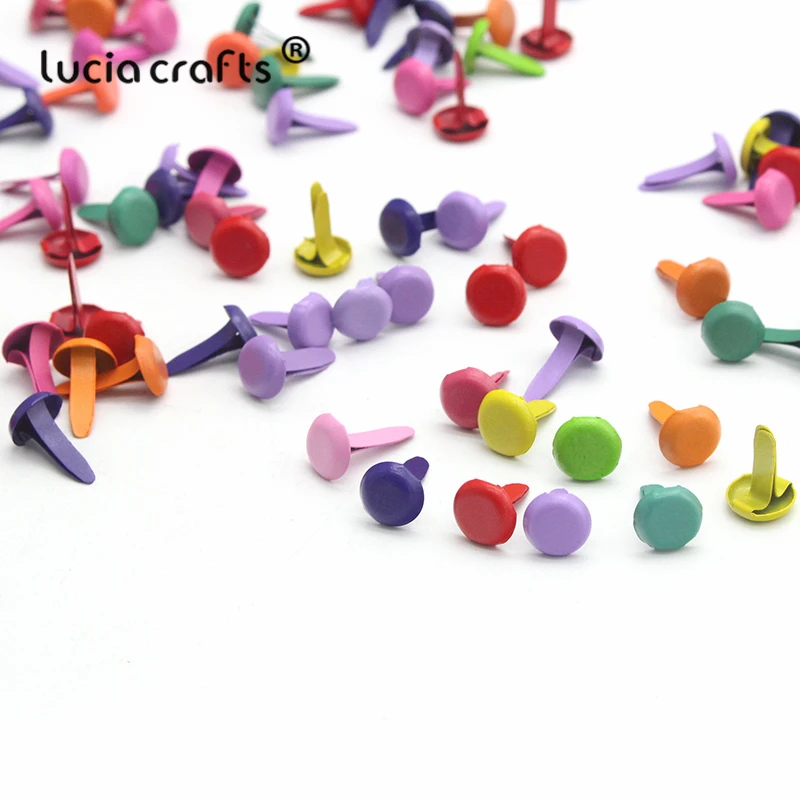 Lucia crafts 50 шт./лот 8 мм Цветные железные круглые штифтики для скрапбукинга, украшение, застежка, Брэд металл, DIY Украшение G0936