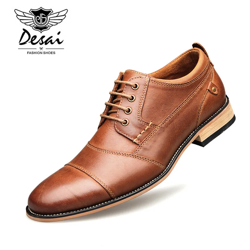 

2019 Spring New Men's Business Dress Shoes Genuine Leather England Fashion Casual Oxfords Shoes Classic Three Colors Size 7.5-13