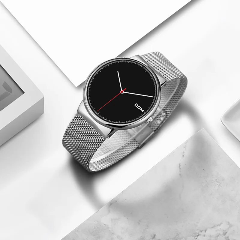 DOM роскошные часы Для женщин ультра тонкий Сталь сетки Reloj Mujer Водонепроницаемый