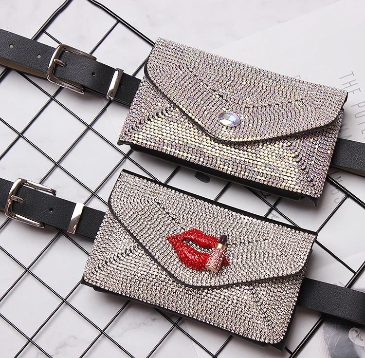 BLINGBLING, Полностью украшенные стразы, сумки на пояс для женщин, съемный пояс из искусственной кожи, сумка для телефона, женская сумка
