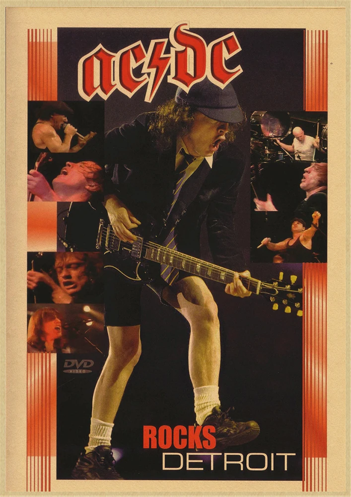 Рок-Группа ACDC Malcolm Angus крафт-бумага винтажный настенный плакат стикер - Цвет: Синий