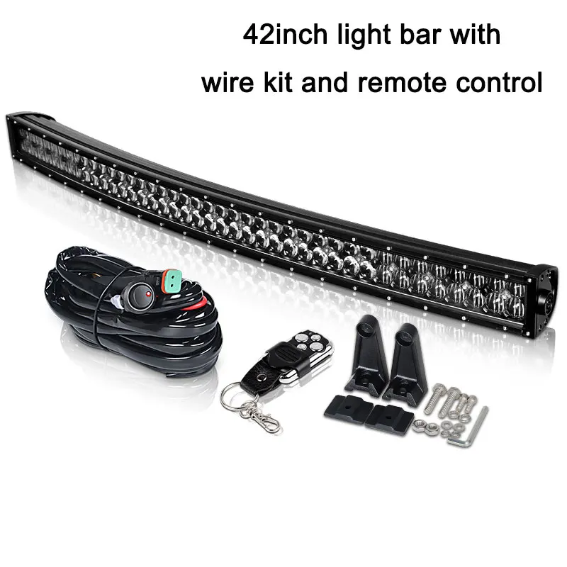 42inch With Remote 5D 22 32 42 дюймов 200 Вт 300 Вт 400 Вт изогнутая светодиодная световая панель черный жемчуг комбинированный светодиодный рабочий свет для трактора внедорожный ATV 4x4 4WD UTV SUV - Цвет: 42inch With Remote