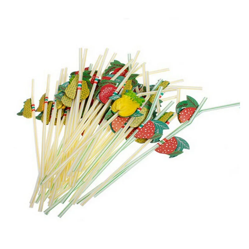 50 шт./лот 3D фруктовый коктейль Бумага Соломинки зонтик Трубочки украшение партии