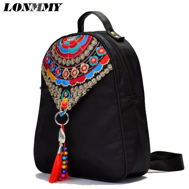 LONMMY Винтаж Этническая Вышивка Рюкзак Для женщин ручной работы цветок вышитые