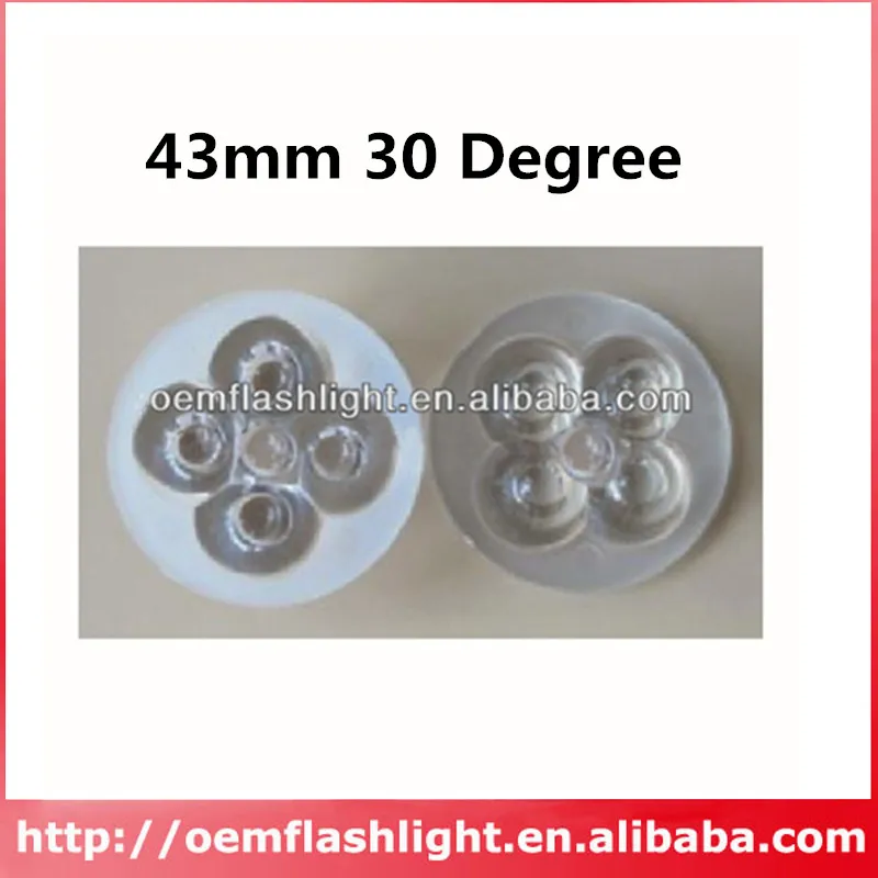 

5-in-1 43mm 30 Degree High Power LED Glass Lens with Flat Surface - 1 Piece