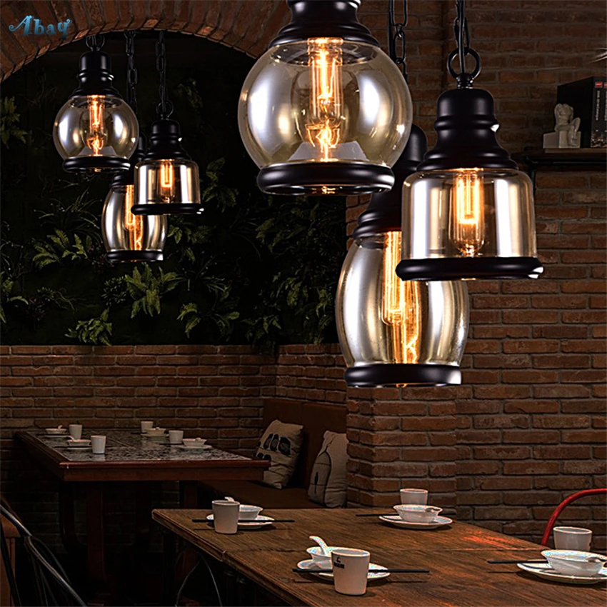 Подвесные светильники для боулинга промышленные антикварные стеклянные лампы