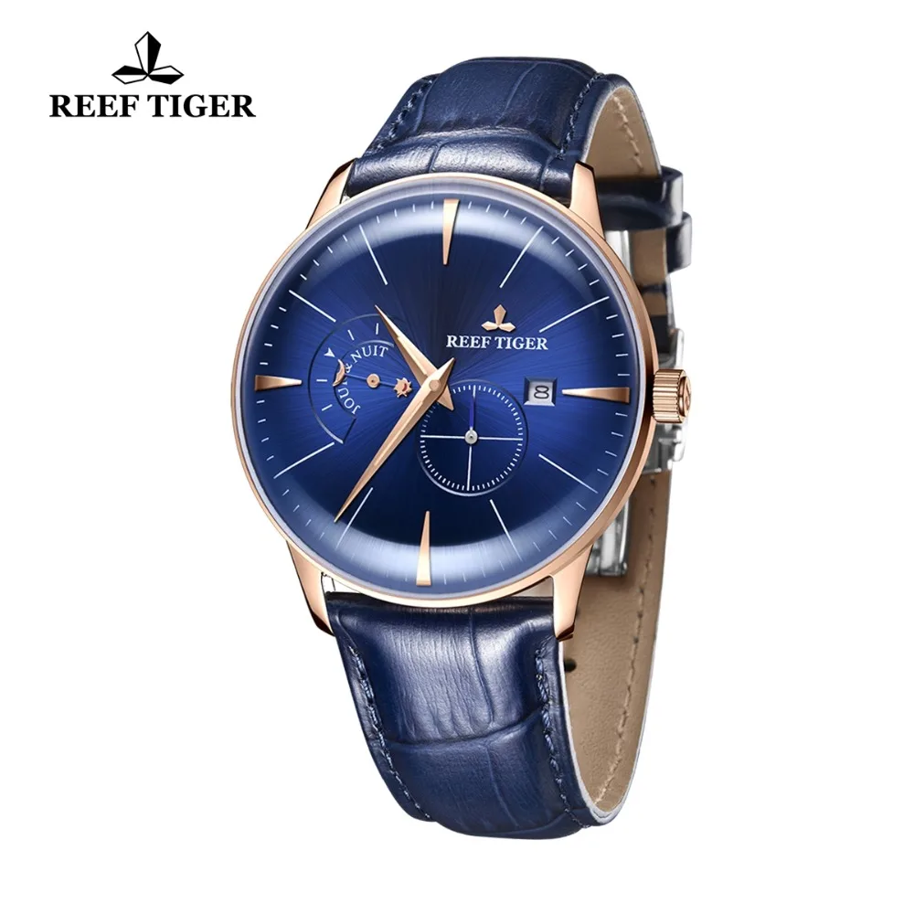 Часы мужские наручные Reef Tiger/RT брендовые Роскошные модные водонепроницаемые