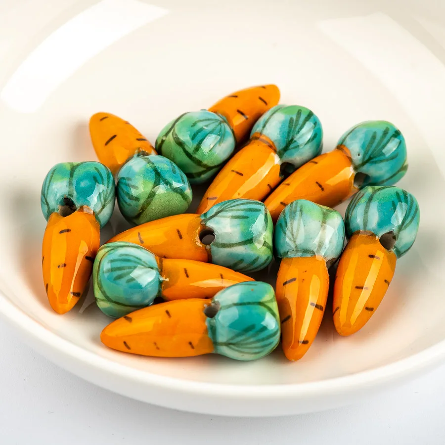 20 шт. ручная роспись керамические бусины моркови в форме редиски кулон сделай сам