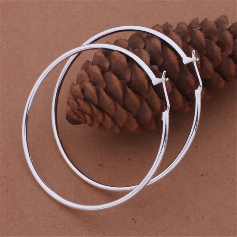 Женские серьги кольца серебристого цвета диаметром 5 см|silver hoop earrings|fashion earringshoop