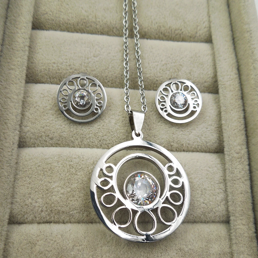 Набор украшений из нержавеющей стали 316L для свадебной вечеринки кулон и ожерелье