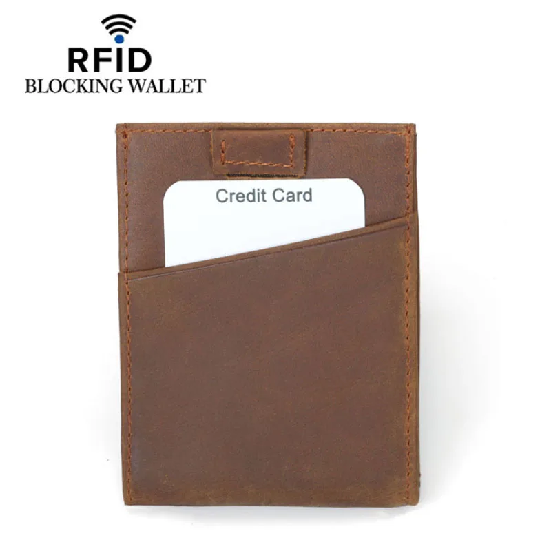 Мужской тонкий бумажник с блокировкой RFID из натуральной кожи чехол для кредитных