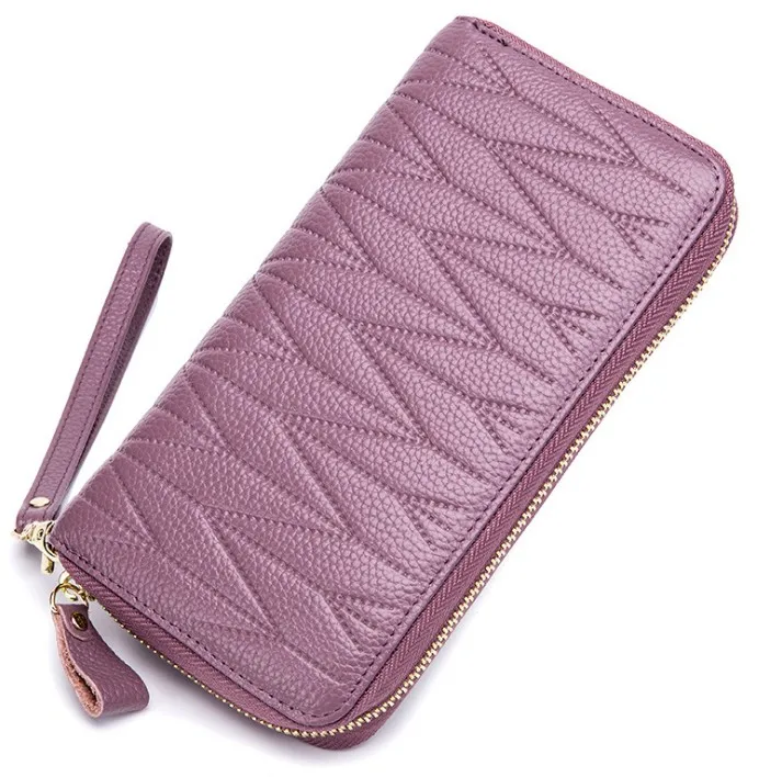 Light purple RFID Для женщин 36 держатель для карт бумажник Genuinw из коровьей кожи женские длинные клатч женская кожаная обувь Элитный бренд монета с денежной сумкой кошелек - Цвет: Light purple