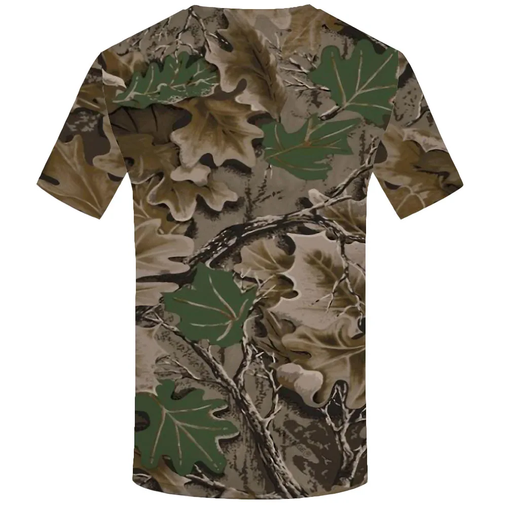 Мужская футболка в стиле Харадзюку винтажная камуфляжная с 3D принтом листьев