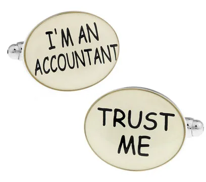 

Men Gift Career Cufflinks Wholesale&retail White Color Copper Material Novelty I'M AN ACCOUNTANT TRUST ME Design