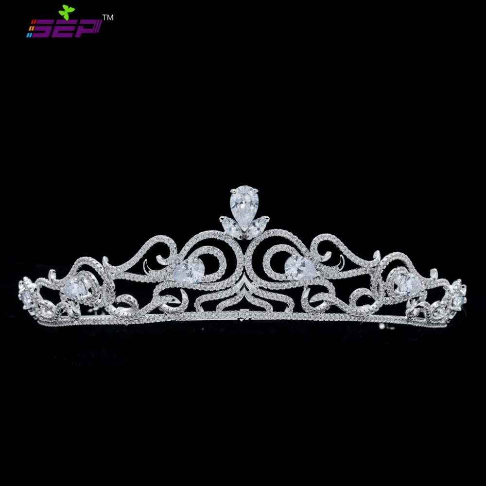 

Classic Cubic Zirconia Wedding Bidal Girl Tiara Crown Hair Jewelry Accessories CZ Tiara Party Jewelry TR16226
