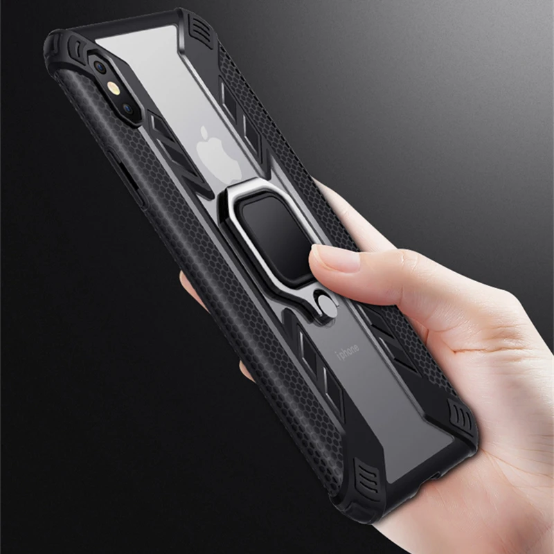 Противоударный чехол для iPhone 6 6S 7 8 Plus X XS Xs Max XR держатель кольца на палец прочный