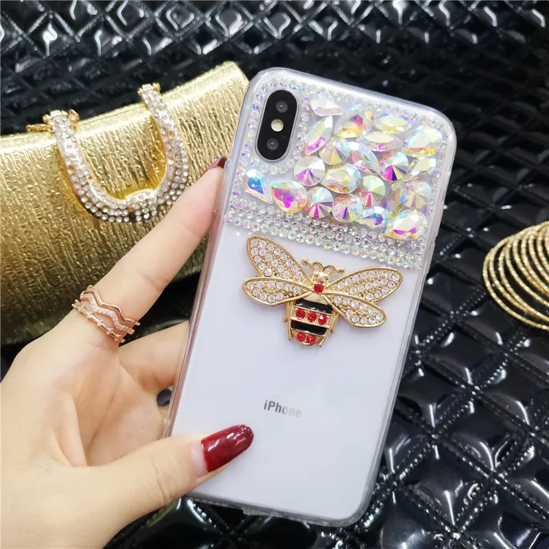 Модные 3D металлические Чехлы LaMaDiaa с пчелами и стразами для телефонов Samsung S8 S9 S10 S21