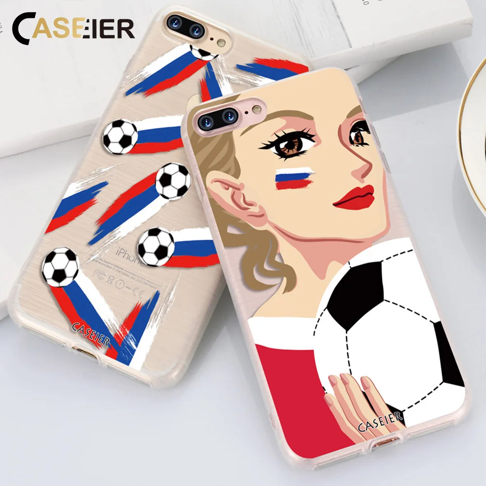 CASEIER Patterned Cases For iPhone 6 6S 7 8 Plus 5 5S SE 3D Emboss 2018 Soccer TPU Phone Shells X 10 Capa |