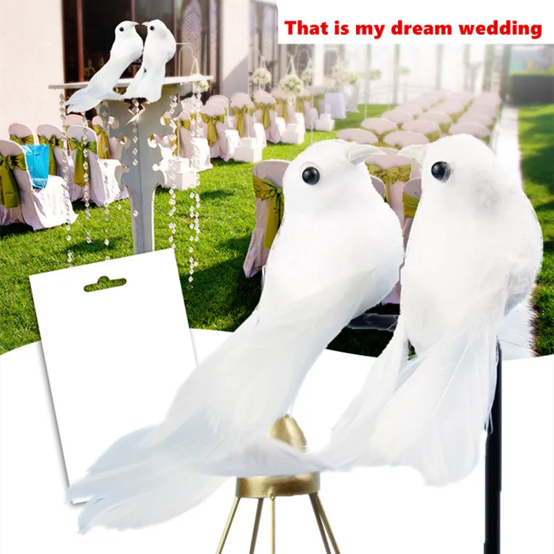 Фото 2 шт. мини голубей деревенское свадебное украшение для дома Садовая статуя