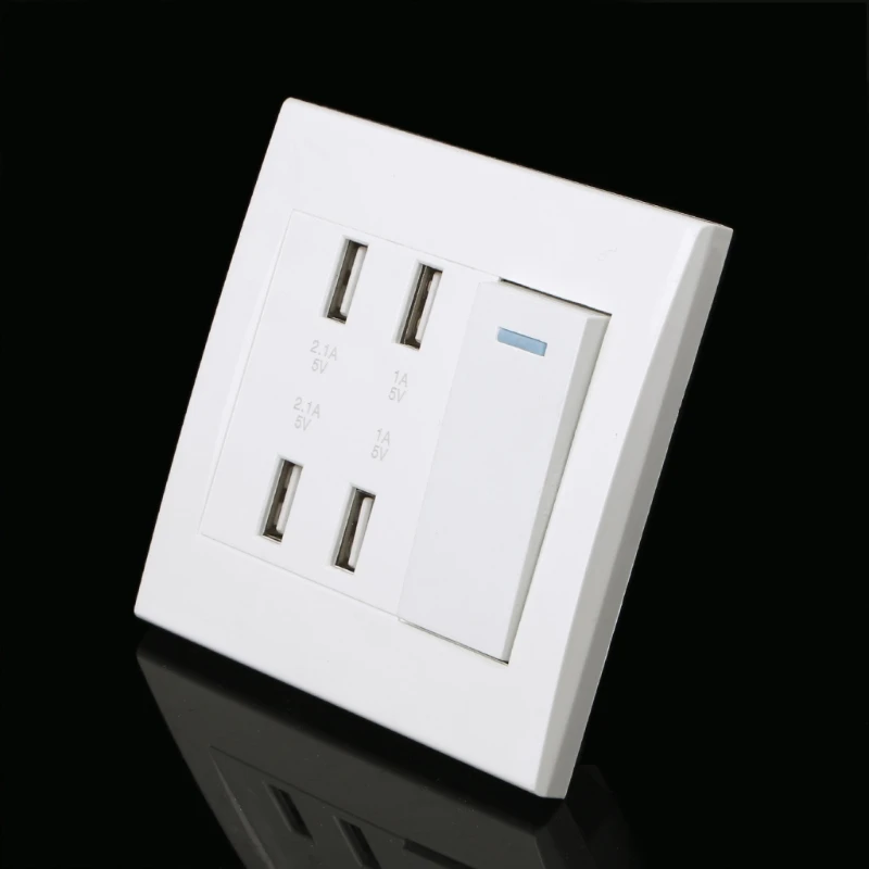 1 шт. 220 В 10 А настенная розетка 4 порта USB зарядное устройство Панель адаптера |