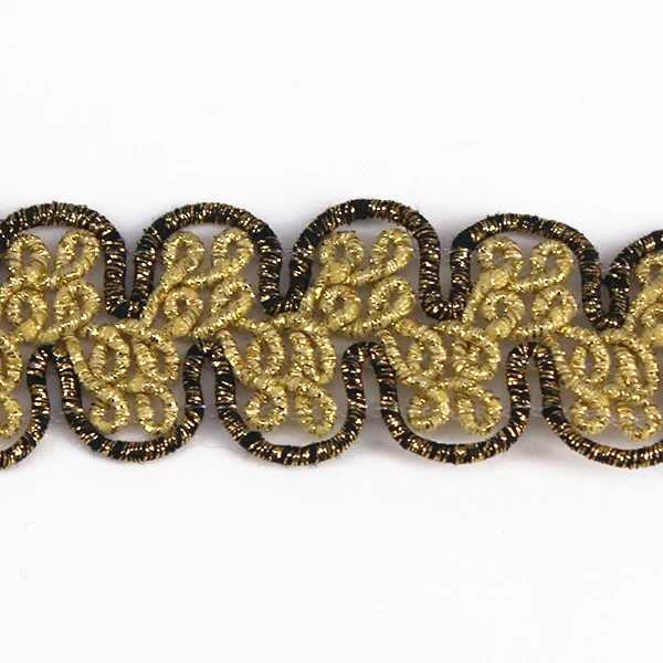 Плетеная отделка золотистая металлическая вышитая кружевная для ткани 20yd/T1261 |