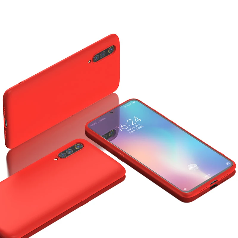 Жидкий Силикон из мягкой искусственной кожи(термополиуретан) чехол для Xiaomi Mi 9 Honor 8 Lite A1 A2 Mi9 Mi9SE Mi8 Mi8SE MiA1 MiA2 Lite чехол противоударный Coque Fundas - Цвет: Красный
