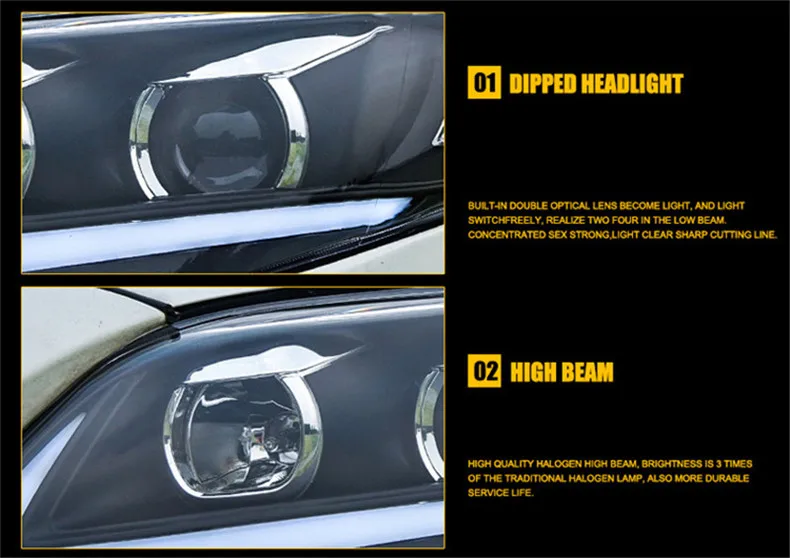 Ownsun Светодиодный прожектор с орлиным глазом DRLs HID Bi-Xenon для Toyota Corolla 2011-2013