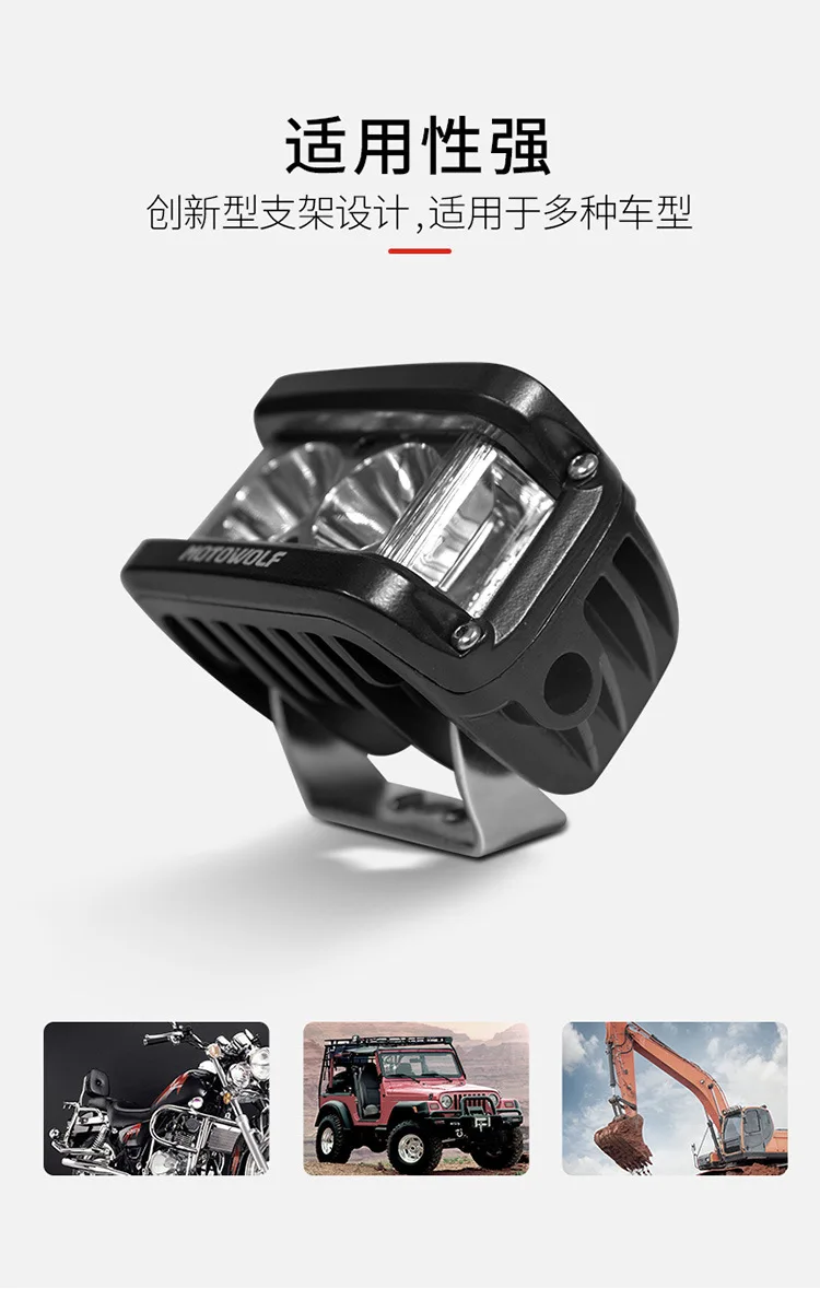 MOTOWOLF 12 v-72 v 20W Светодиодный точечный светильник мотоцикла ATV Лодка внедорожных Водонепроницаемый головной светильник с выключателем и кронштейн для Honda Yamaha