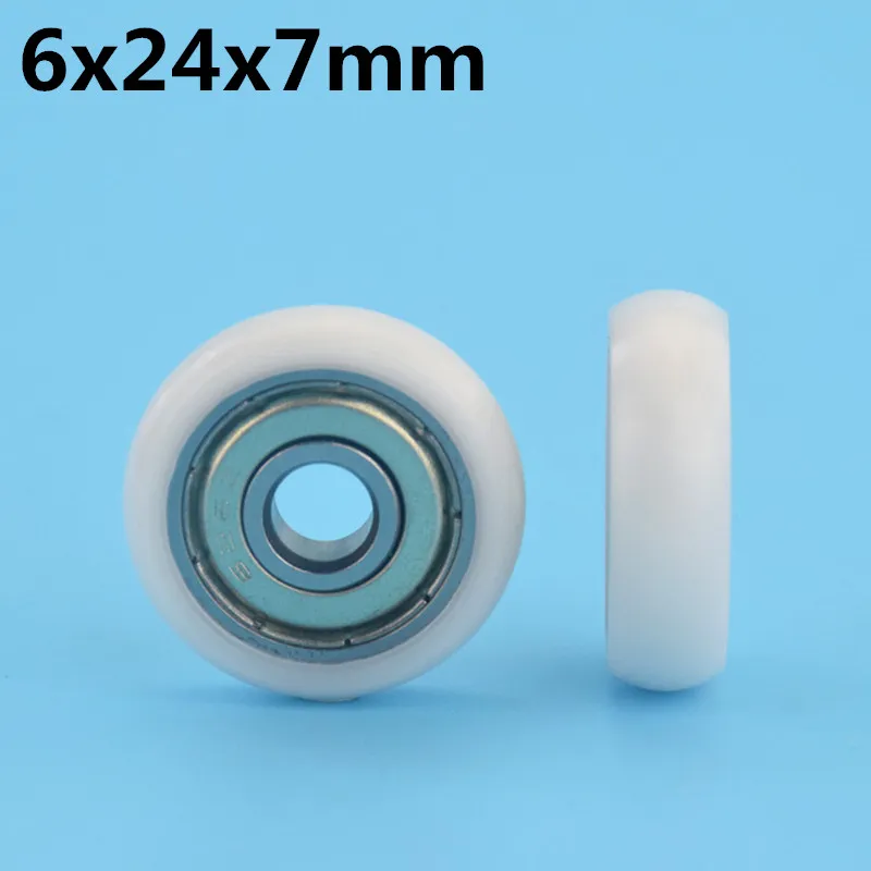 1Pcs 6x24x7 mm Nylon Plastic Wheel With Bearings Roller pulley Wear-resistant Silent | Обустройство дома