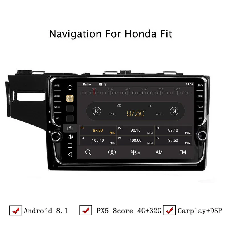9&quot 4G RAM 32G ROM Octa Core Android 8.1 Car DVD GPS Navigation For Honda Fit 2014 2015 2016 2017 2018 Top Accessories | Автомобили и