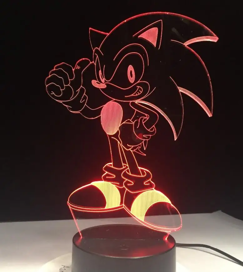 Model 1 Аниме Sonic The Hedgehog Figure 3D светодиодный Настольный светильник с эффектом вспышки 7 красочных акриловых визуальных иллюзий USB СВЕТОДИОДНЫЙ светильник для детей - Испускаемый цвет: Model 1