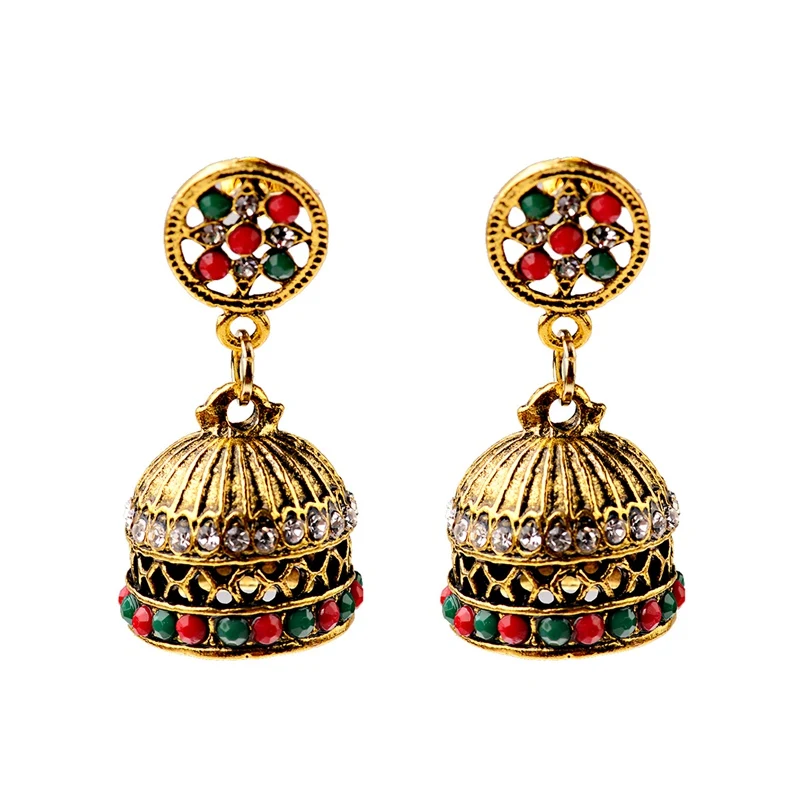 DOUVEI, винтажные золотые индийские серьги для женщин, Jhumka, серьги, классические, Роскошные, массивные, полые серьги ohringe HXE076 - Окраска металла: Style 1
