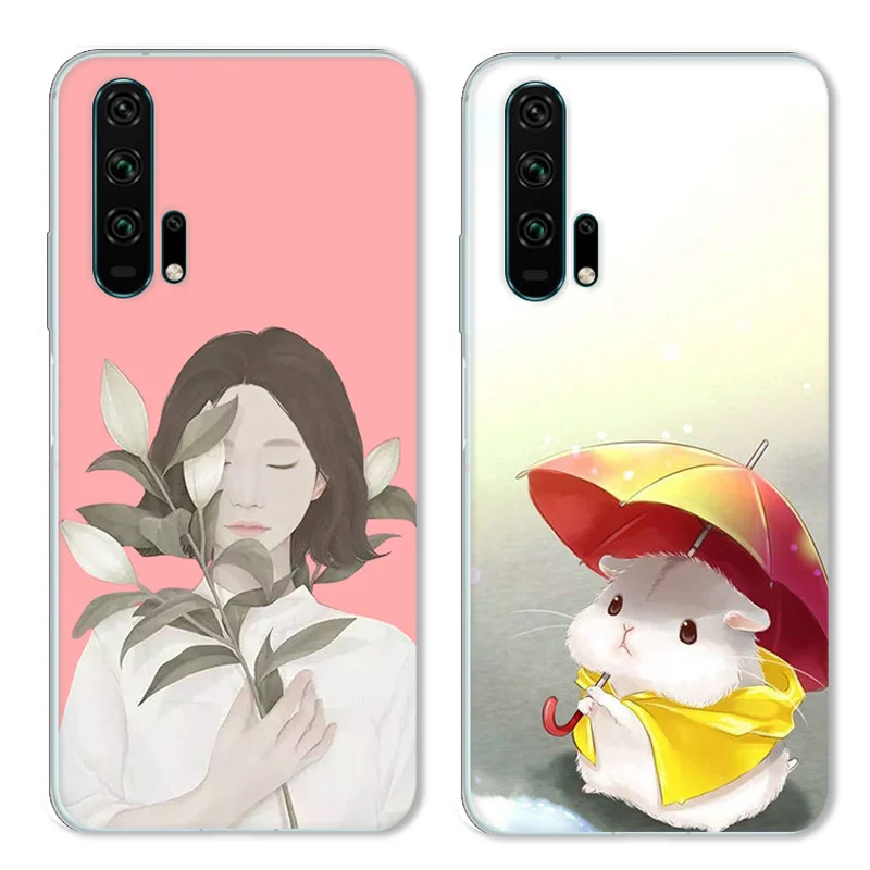 Cartoon Moon Rabbir Case For Huawei Honor 20 Pro TPU Painted Mobile Phone Shell Lovely Color Painting Case.18 Colors! |