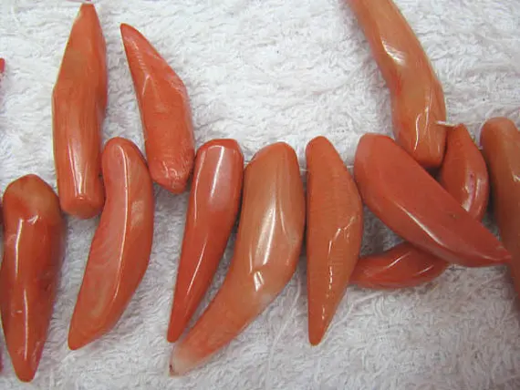 

10-20mm full strand Coral jewelry spikes horn shapr red white oranger pink mixed Necklace Gemstone Loose Beads