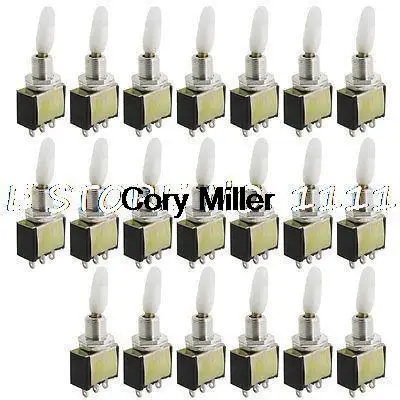 20 шт. AC 250V 2A Amps белая ручка 3 контакта ВКЛ/ВЫКЛ 2 положения SPDT тумблер - купить по