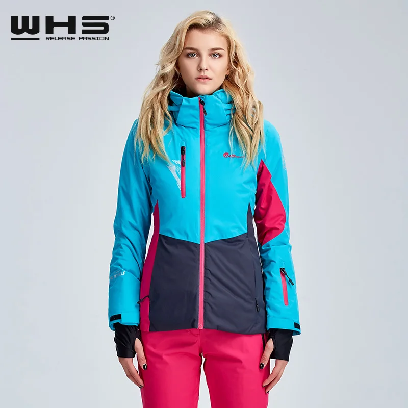 WHS Для женщин лыжные куртки брендовая ветрозащитная Лыжная куртка Женские сапоги