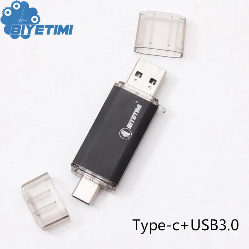 Черный Usb флеш-накопитель Biyetimi 3,0 type-c для телефона и компьютера 16 ГБ 32 ГБ 64 ГБ реальная емкость u-образная Флешка для телефона Android - Цвет: Черный
