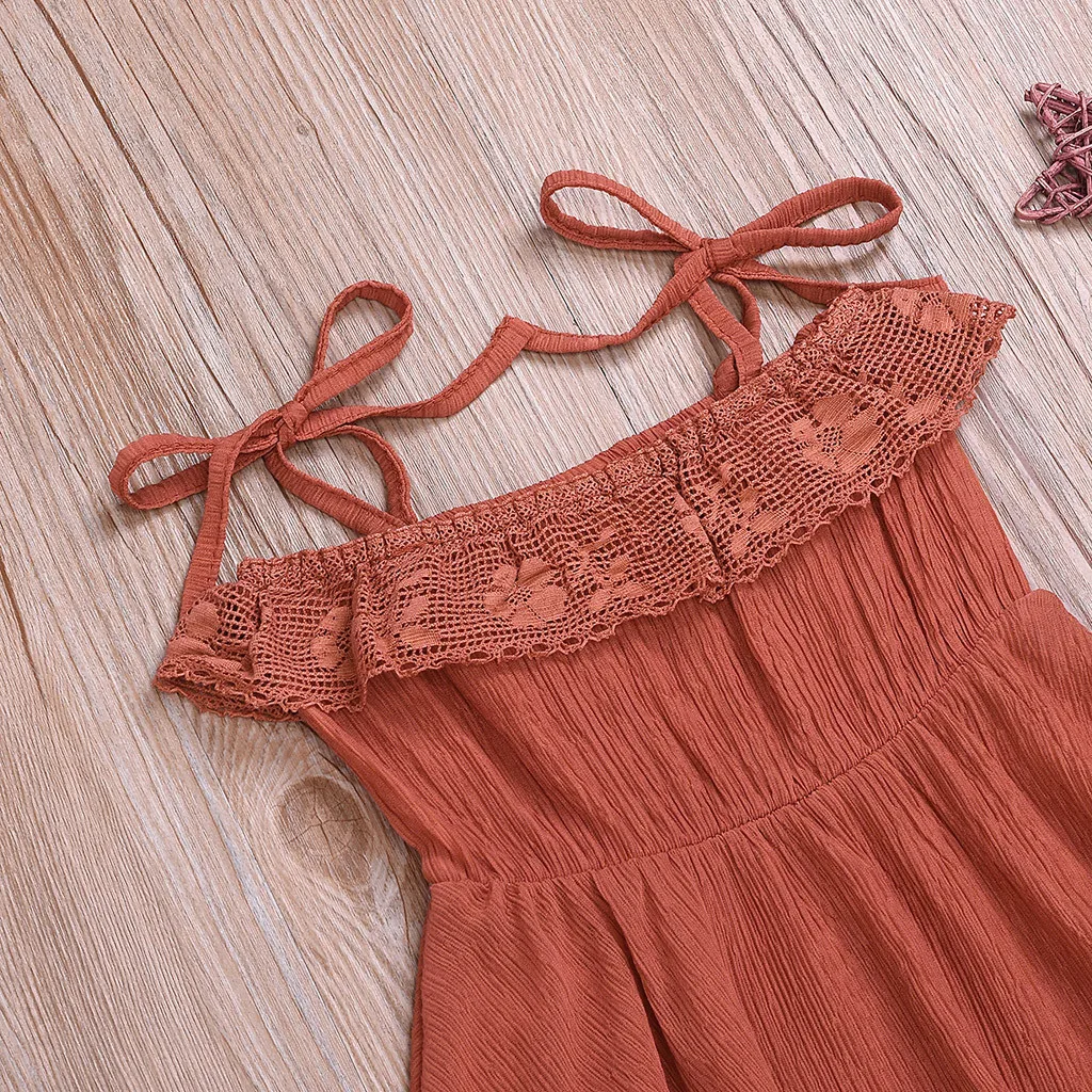 LONSANT/шикарное платье на бретелях в стиле бохо для девочек кружевная пляжная