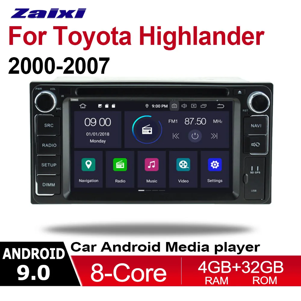 Standard machine Автомобильный dvd-плеер на основе Android для Toyota Highlander 2000 2001 2002 2003 2004 2005 2006 2007 мультимедиа gps навигационная карта Автомагнитола - Цвет: Standard machine