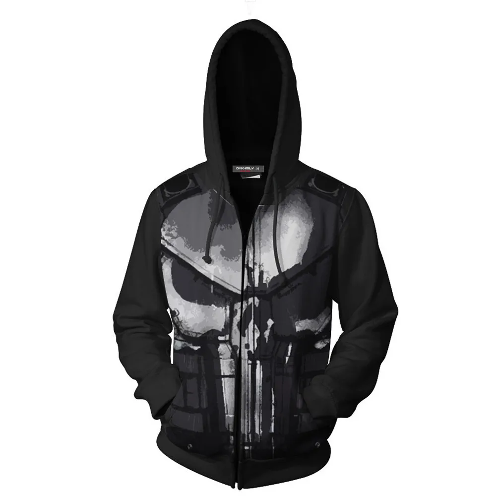 Демисезонный модный тренд темно для мужчин женщин куртка косплэй Frank Castle