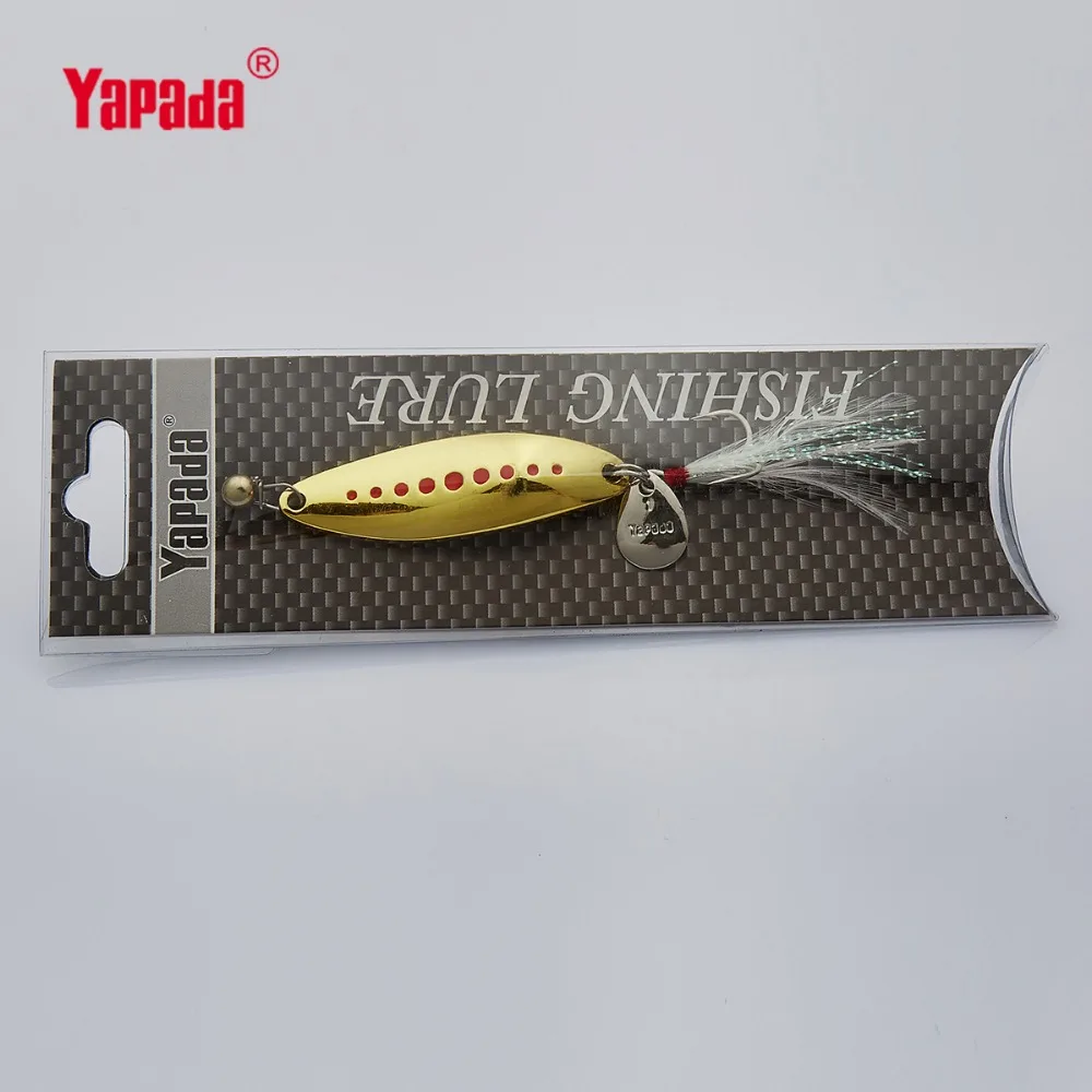 YAPADA ложка 012 новая пиявка 10 г/15 г/20 г тройной крючок+ перо+ Блестки 55 мм/55 мм/58 мм многоцветная металлическая ложка рыболовные приманки