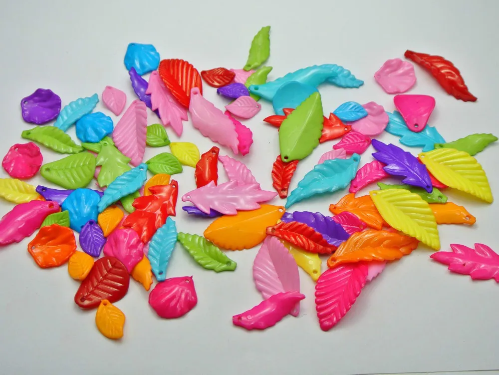100 различных цветов акриловых жвачек лепестки листья подвески верхнее отверстие