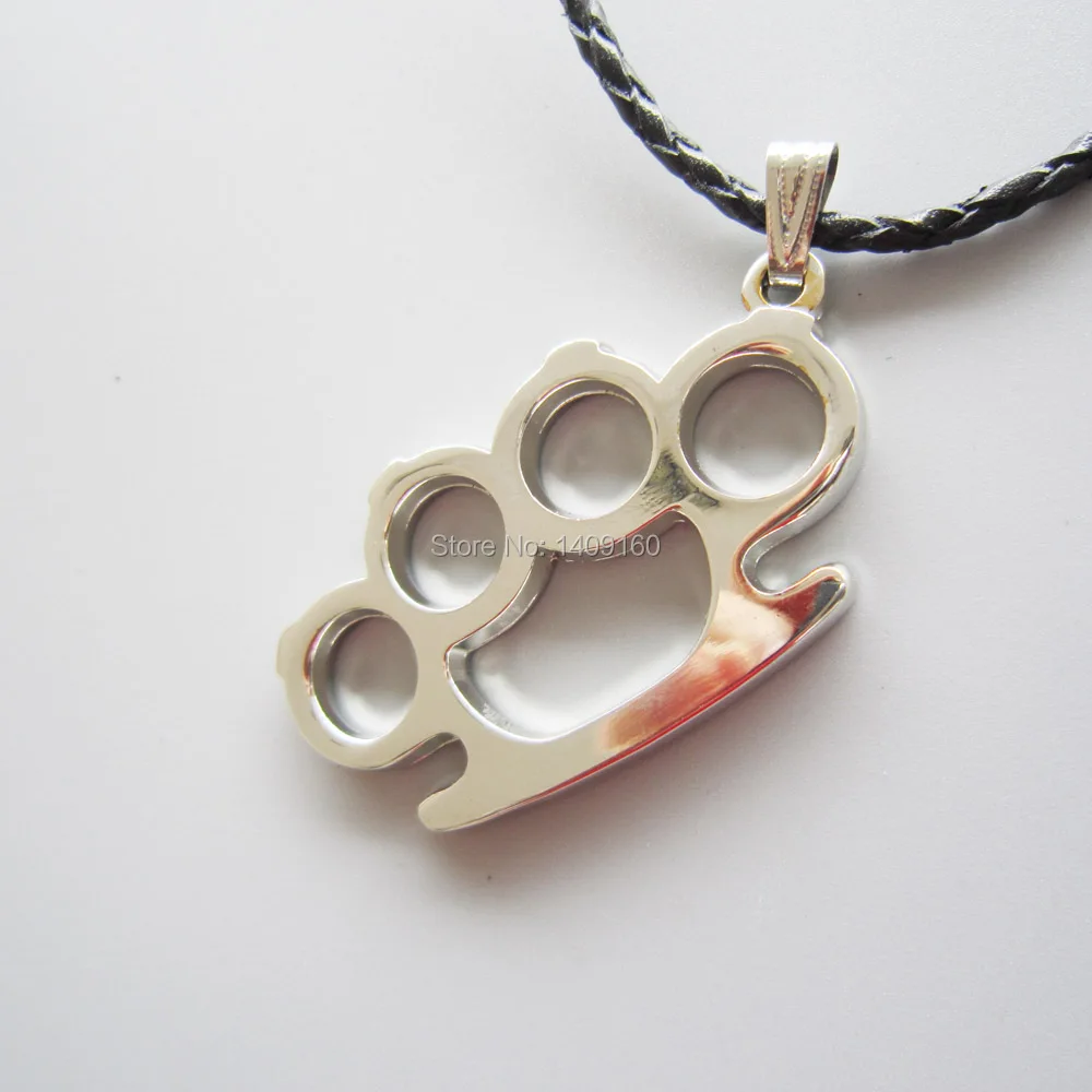 

Four Shape Heavy Metal Charm Pendant Leather Necklace Neck Tie