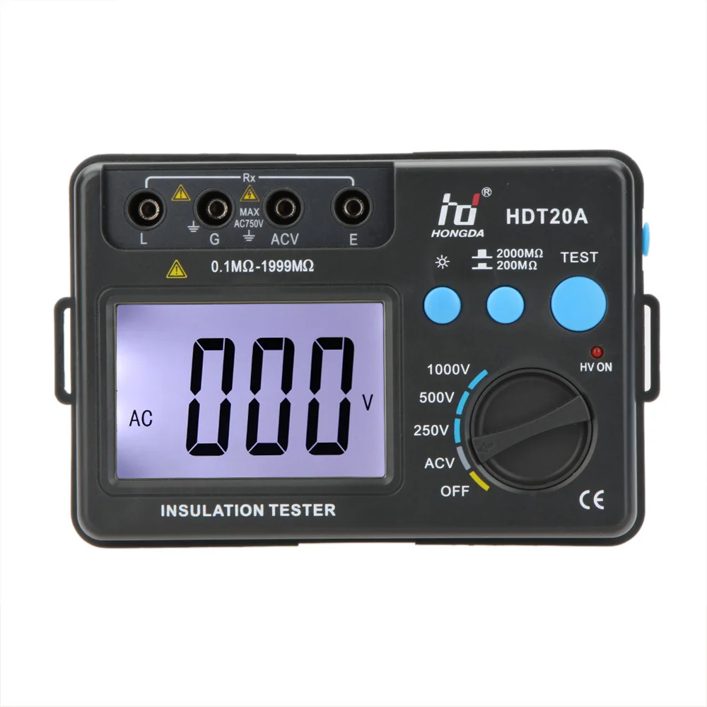 Insulation Resistance Tester Meter Megohmmeter Voltmeter 1000V w/ LCD Backlight