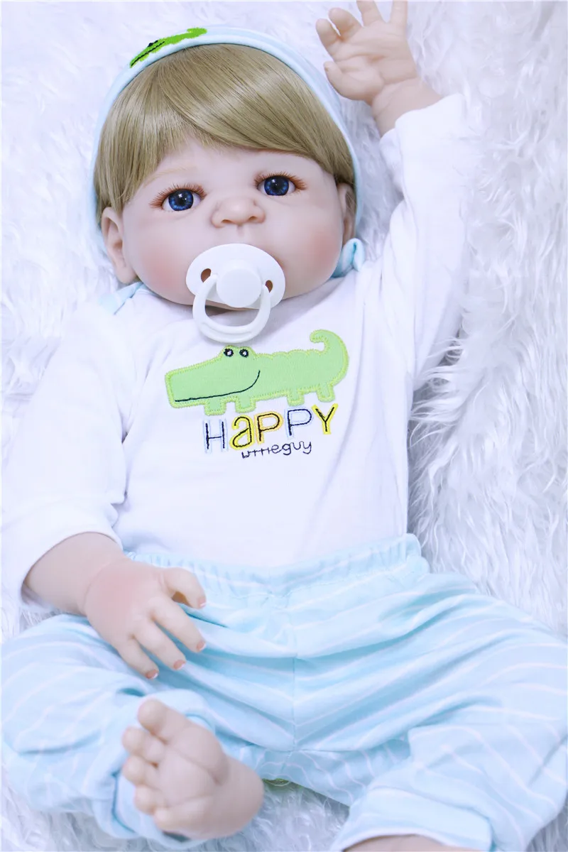 DollMai 22&quot full body silicone reborn dolls newborn baby fashion gift blond hair girl boy bebe alive bonecas | Игрушки и хобби
